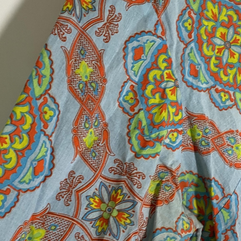 Gretchen Scott Top Womens Small Blue‎ Medallion Floral Tunic 3/4 Sleeve Boho - Picture 6 of 16
